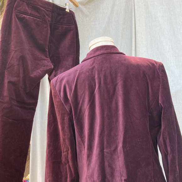Ralph Lauren wine velvet stretch suit blazer jacket pants 14 XL - Picture 4 of 6